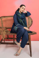 3 Pc Embroidered Slub Khaddar Suit