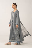 3 Pc Embroidered Shiny Slub Suit