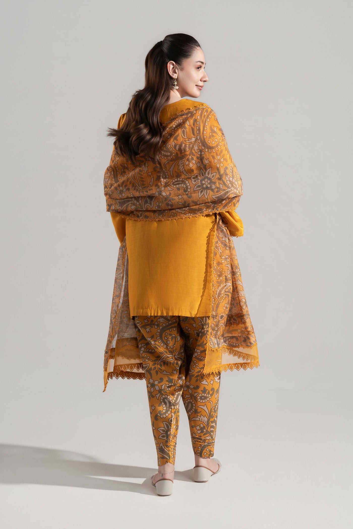 3 Pc Embroidered Shiny Silk Slub Suit