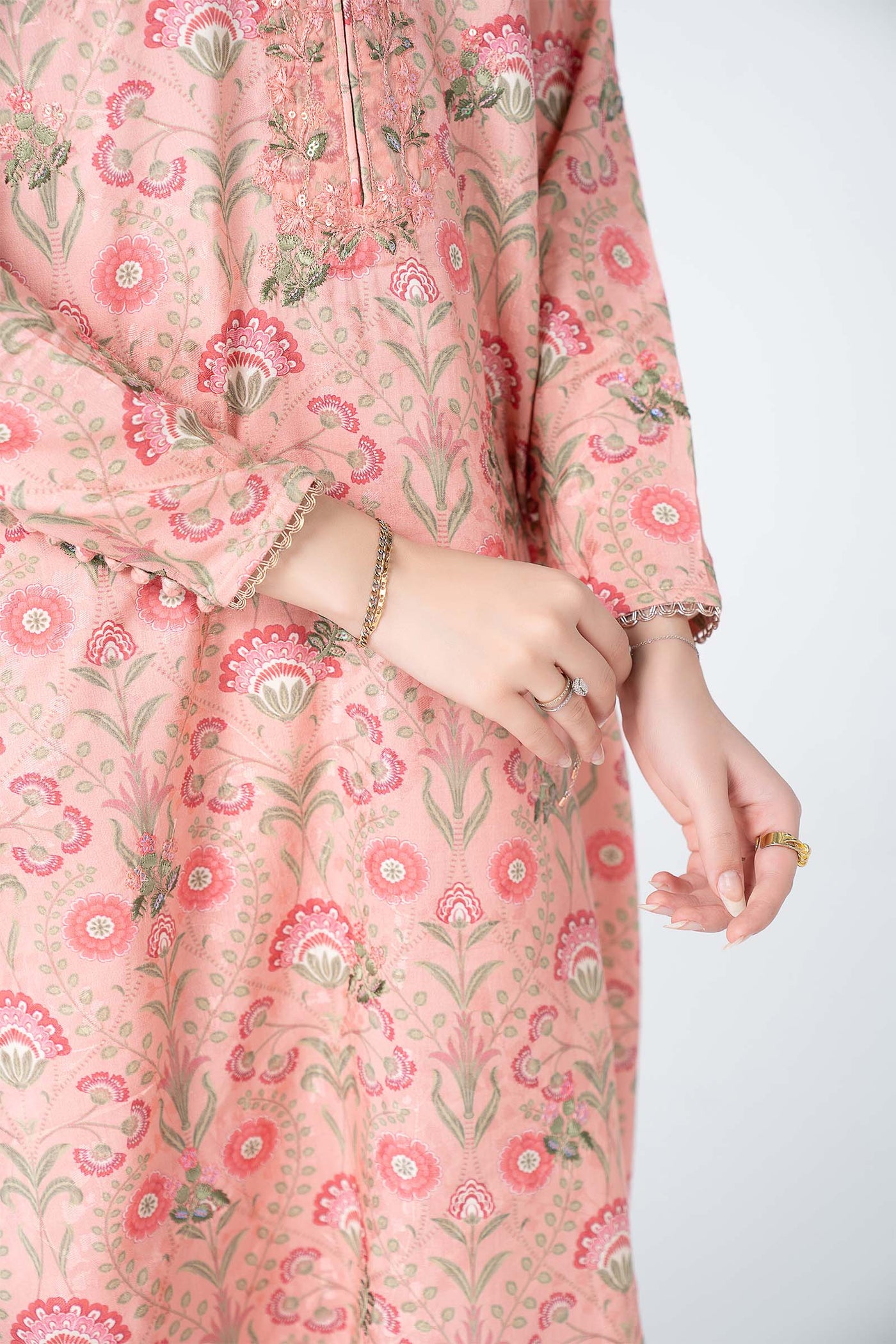 3 Pc Embroidered Dobby Lurex Suit