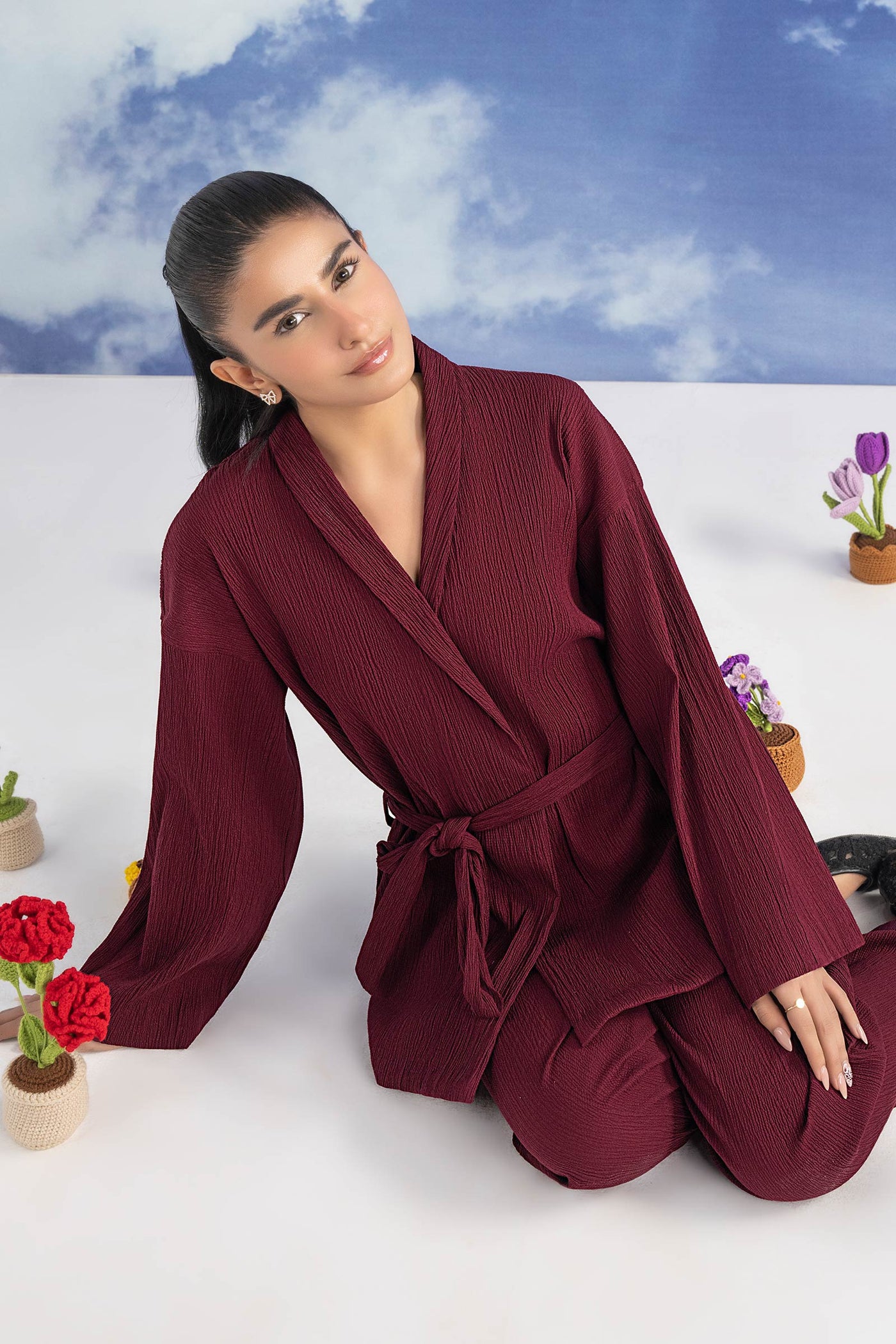 2 Pc Dyed Seer Sucker Suit