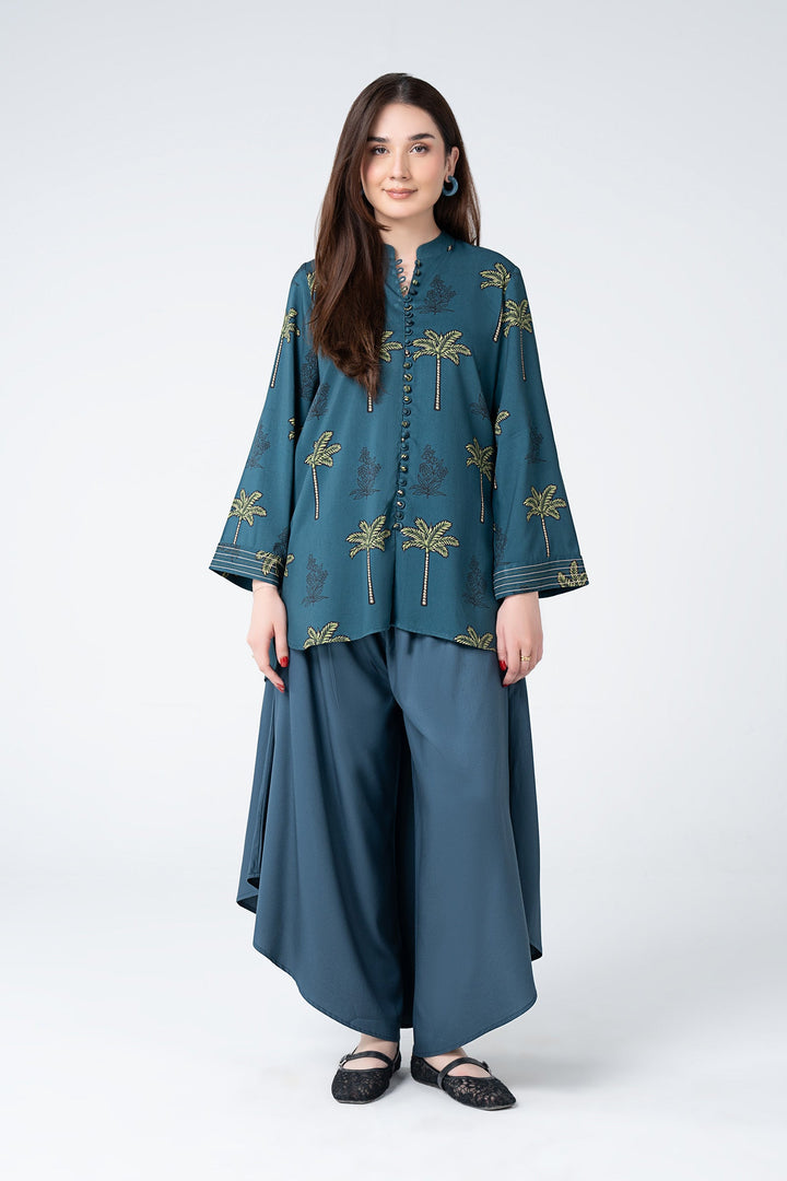 2 Pc Printed Twill Suit Casuals MBWC184-ESM-BLU