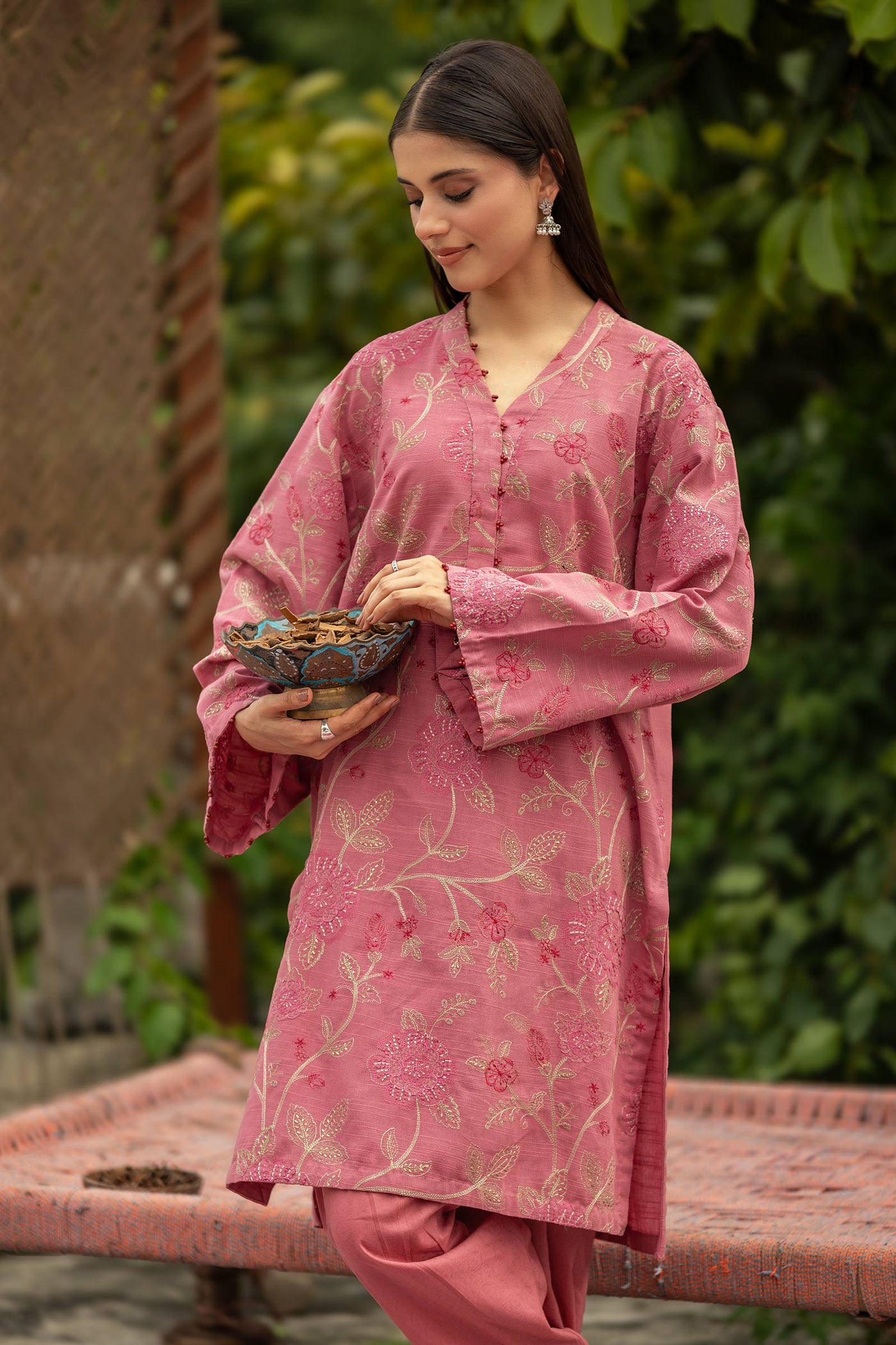 Embroidered Cotton Dobby Shirt