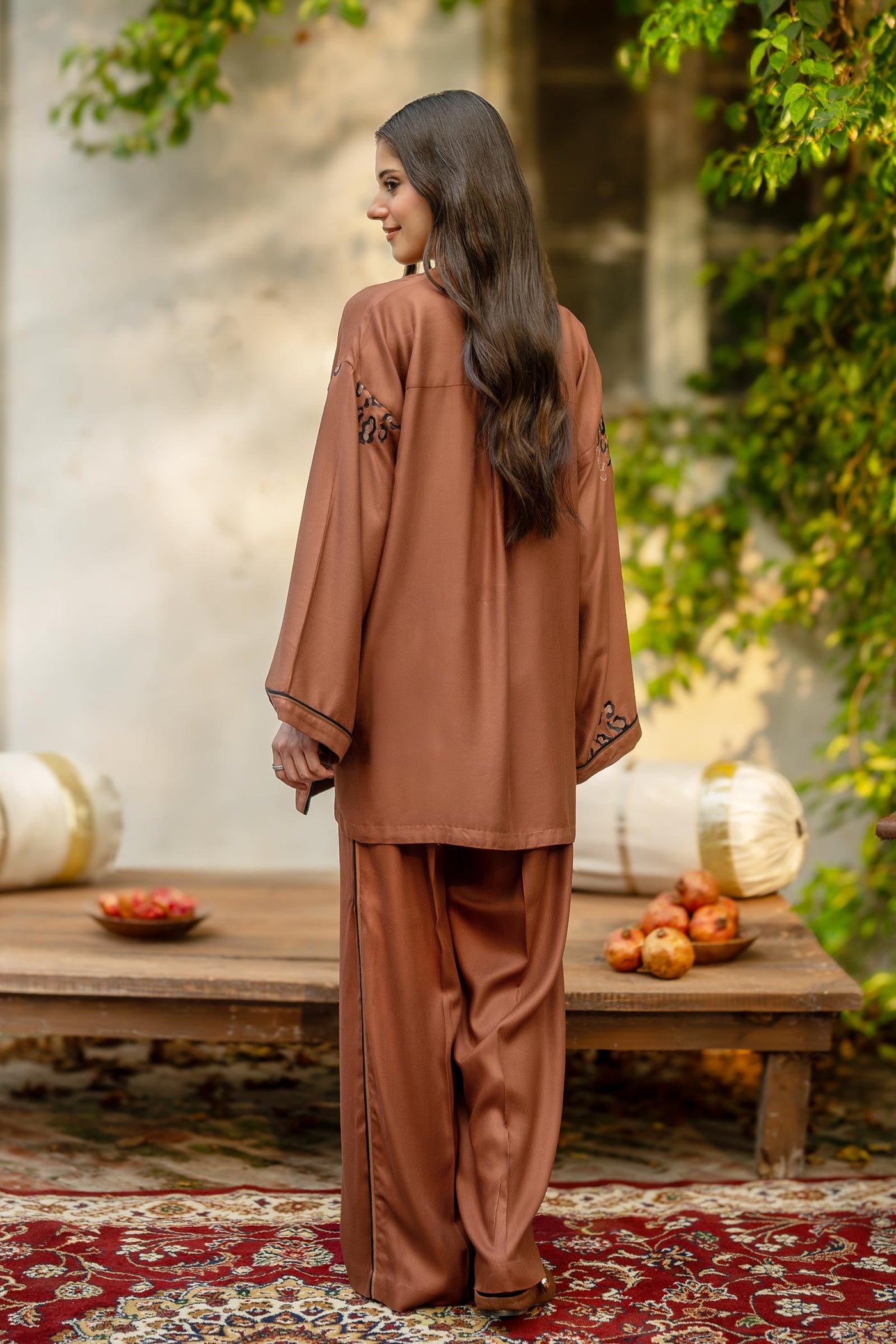 2 Pc Embroidered Twill Suit