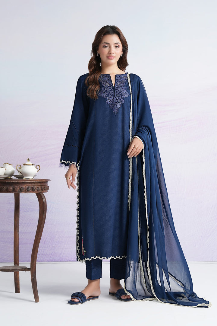 3 Pc Embroidered Rib Karandi Suit Casuals MBWC037-ESM-NBU