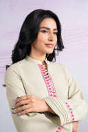 2 Pc Embroidered Crisp Linen Suit