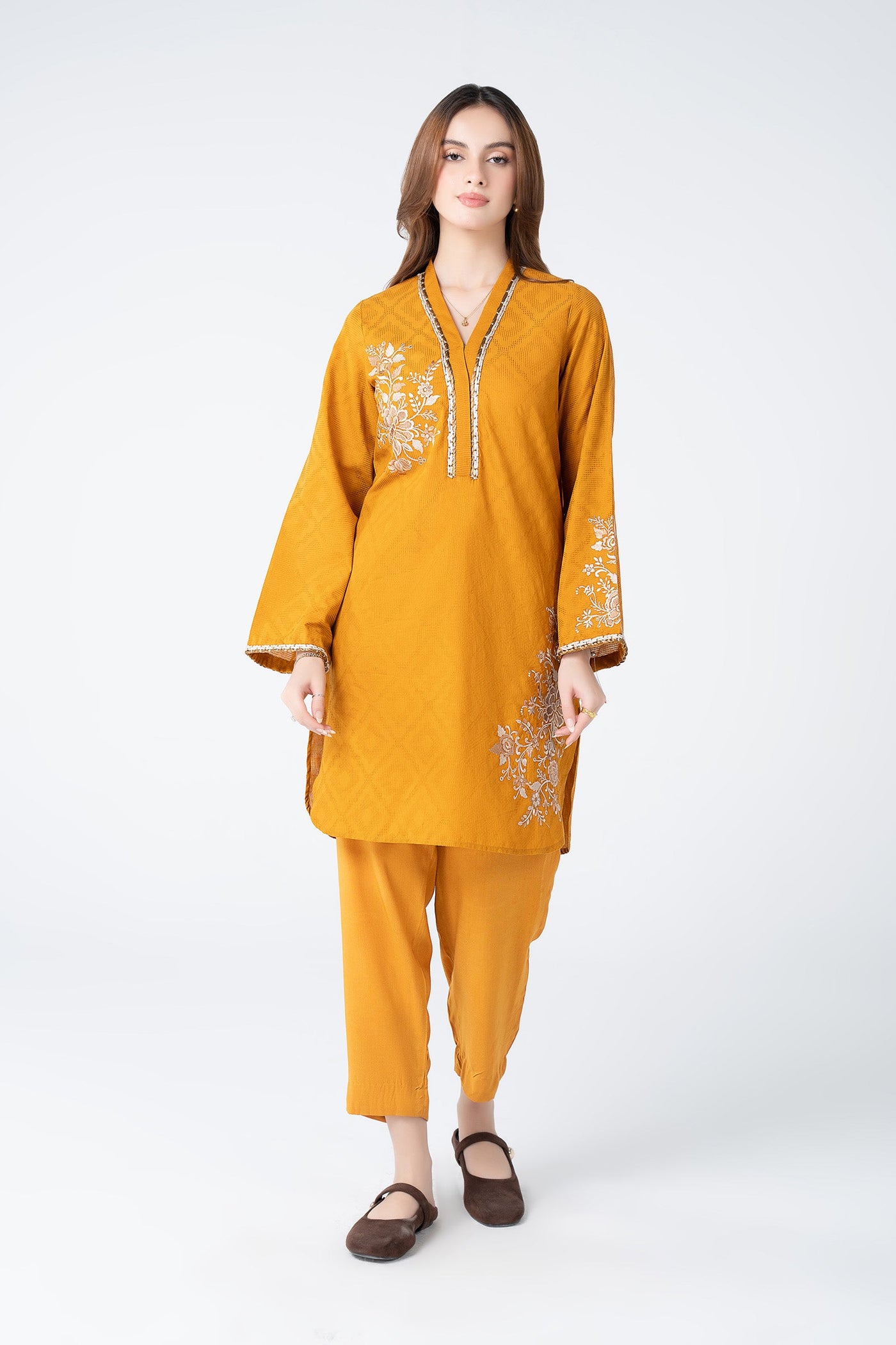 Embroidered Embossed Wavy Texture Shirt