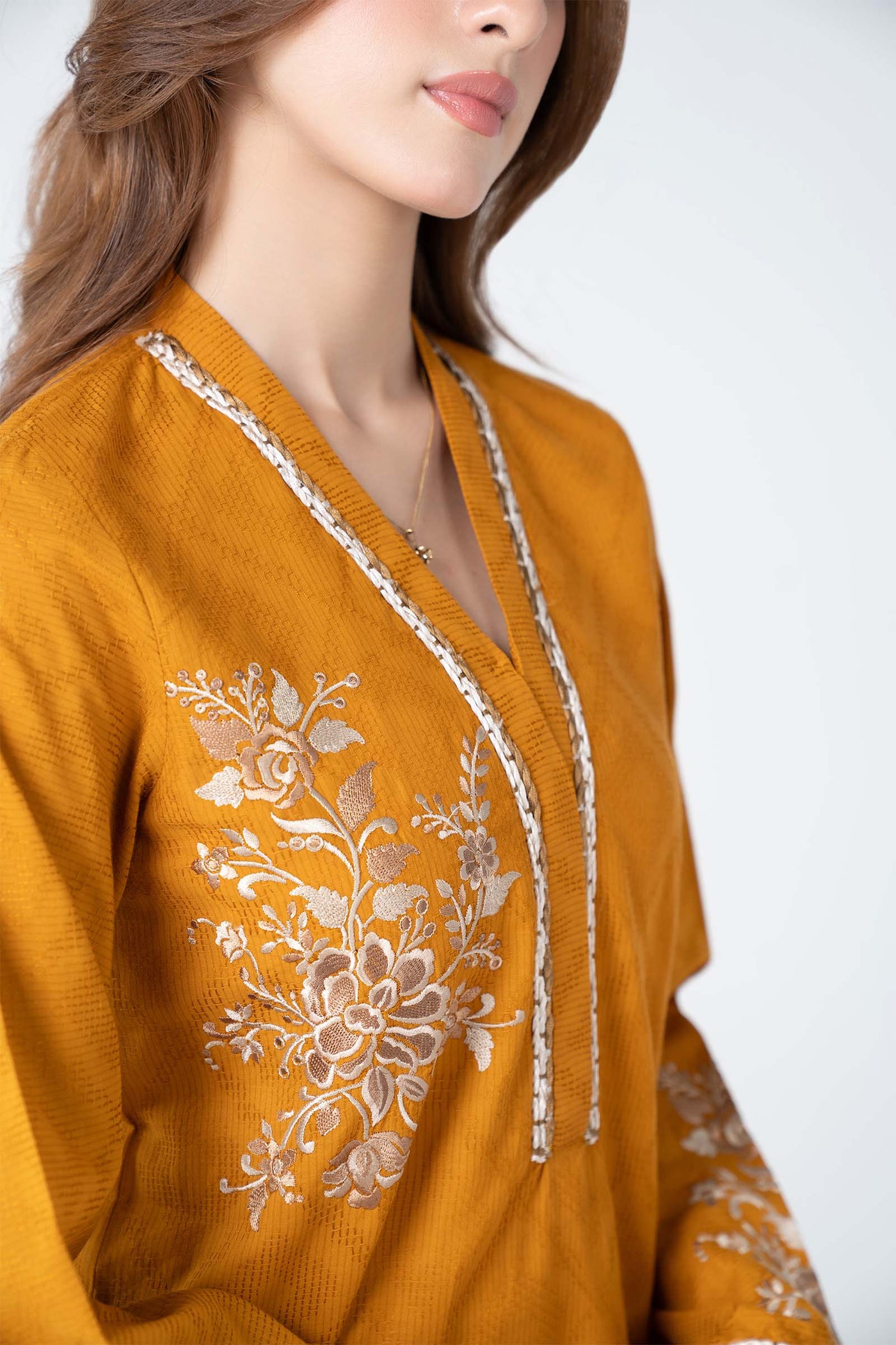 Embroidered Embossed Wavy Texture Shirt