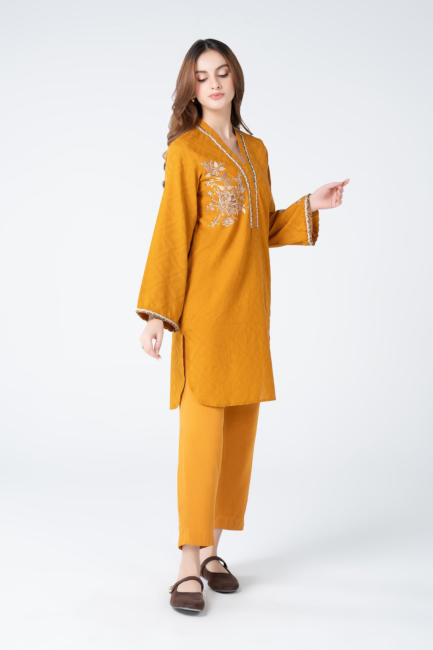 Embroidered Embossed Wavy Texture Shirt