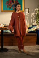 2 Pc Dyed Rib Karandi Suit