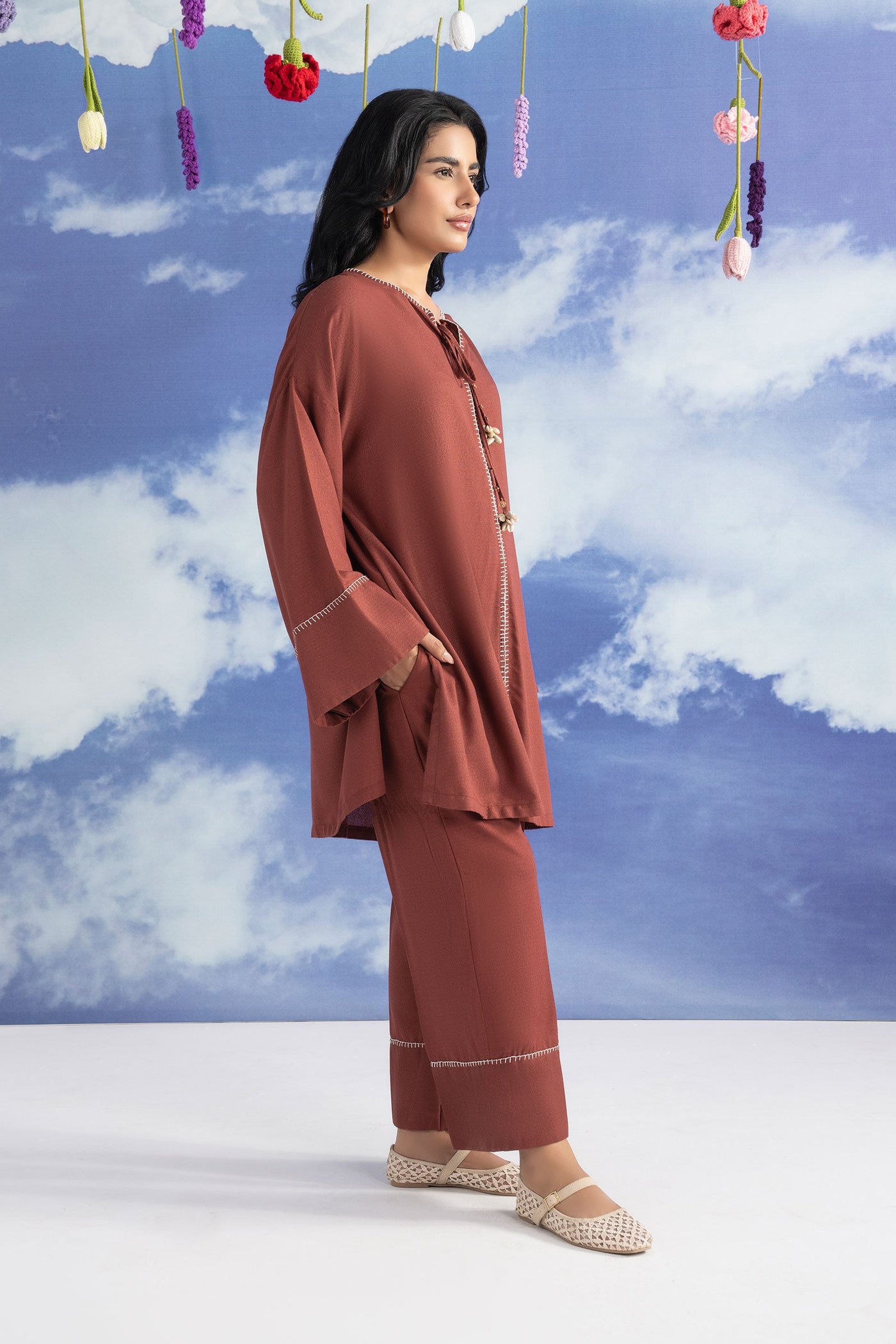 2 Pc Dyed Rib Karandi Suit