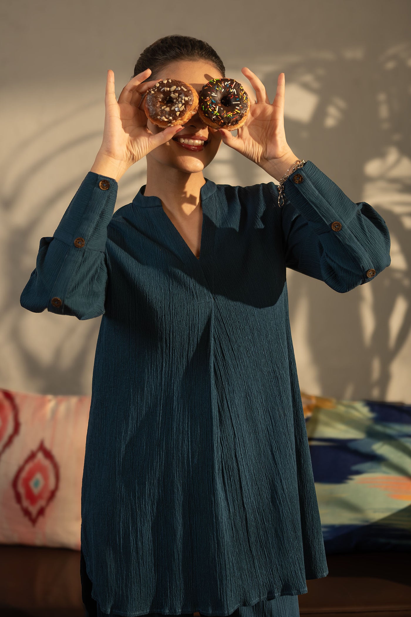 2 Pc Dyed Seer Sucker Suit