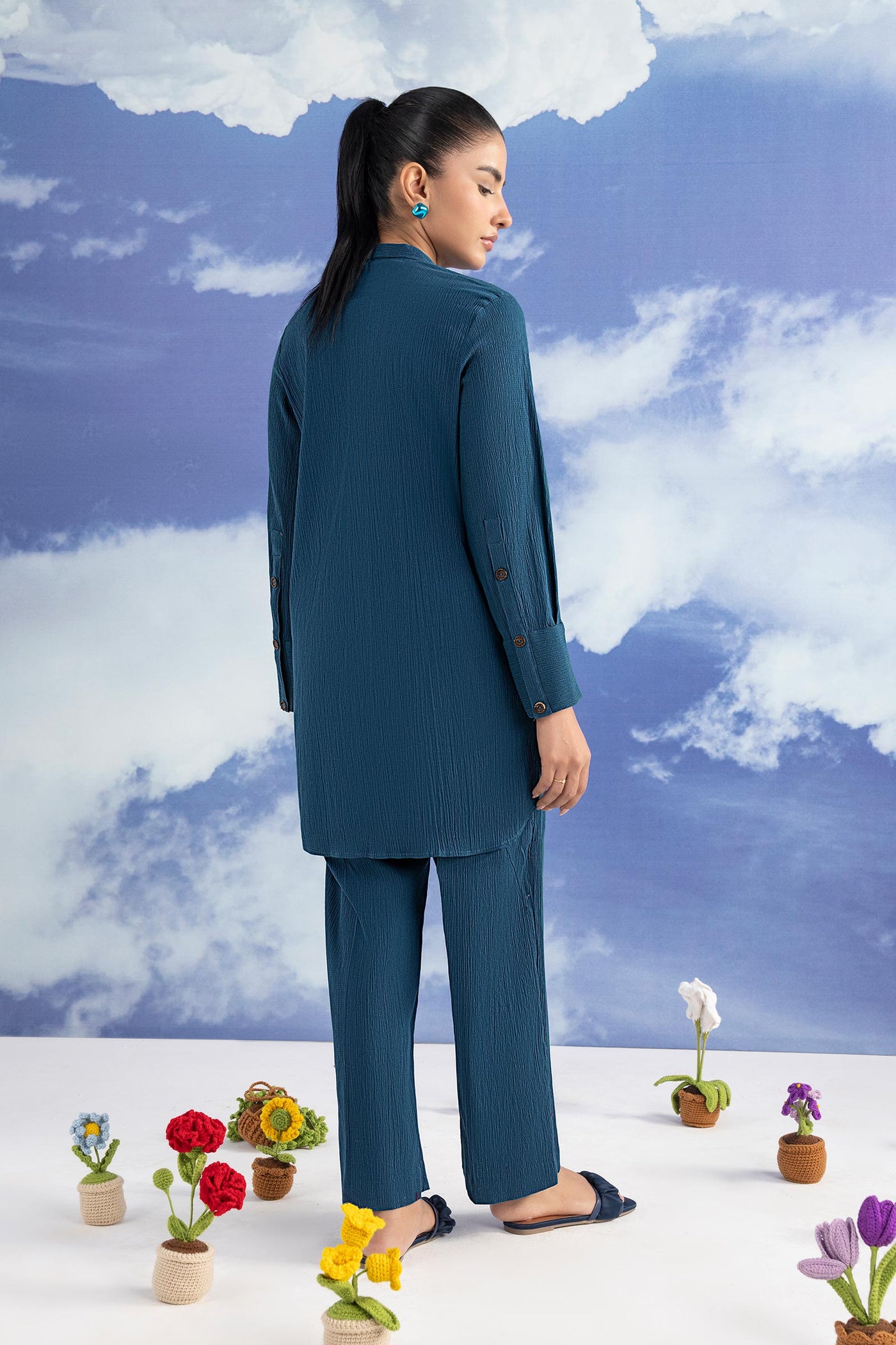 2 Pc Dyed Seer Sucker Suit
