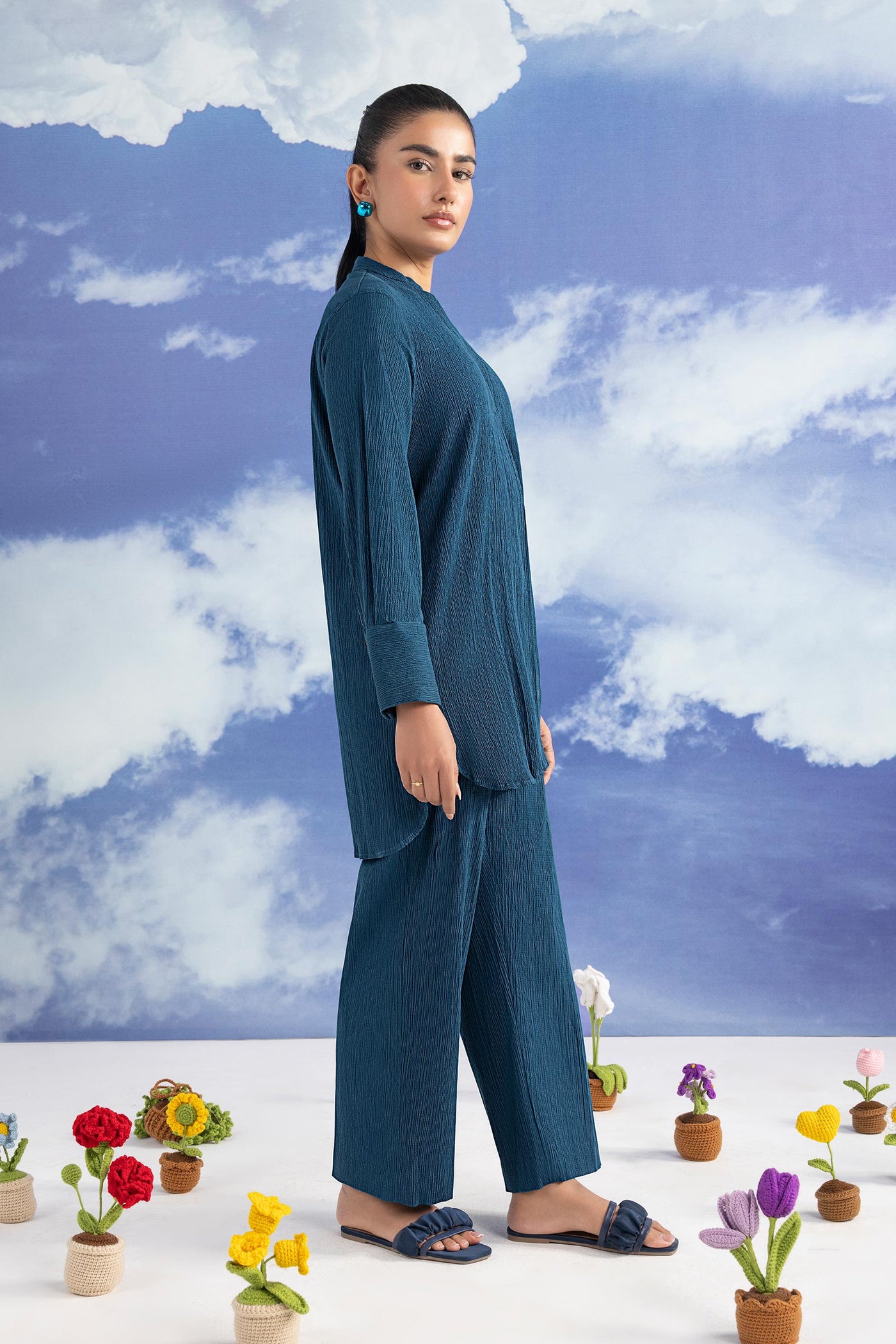 2 Pc Dyed Seer Sucker Suit