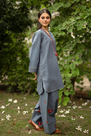 2 Pc Embroidered Crosshatch Suit