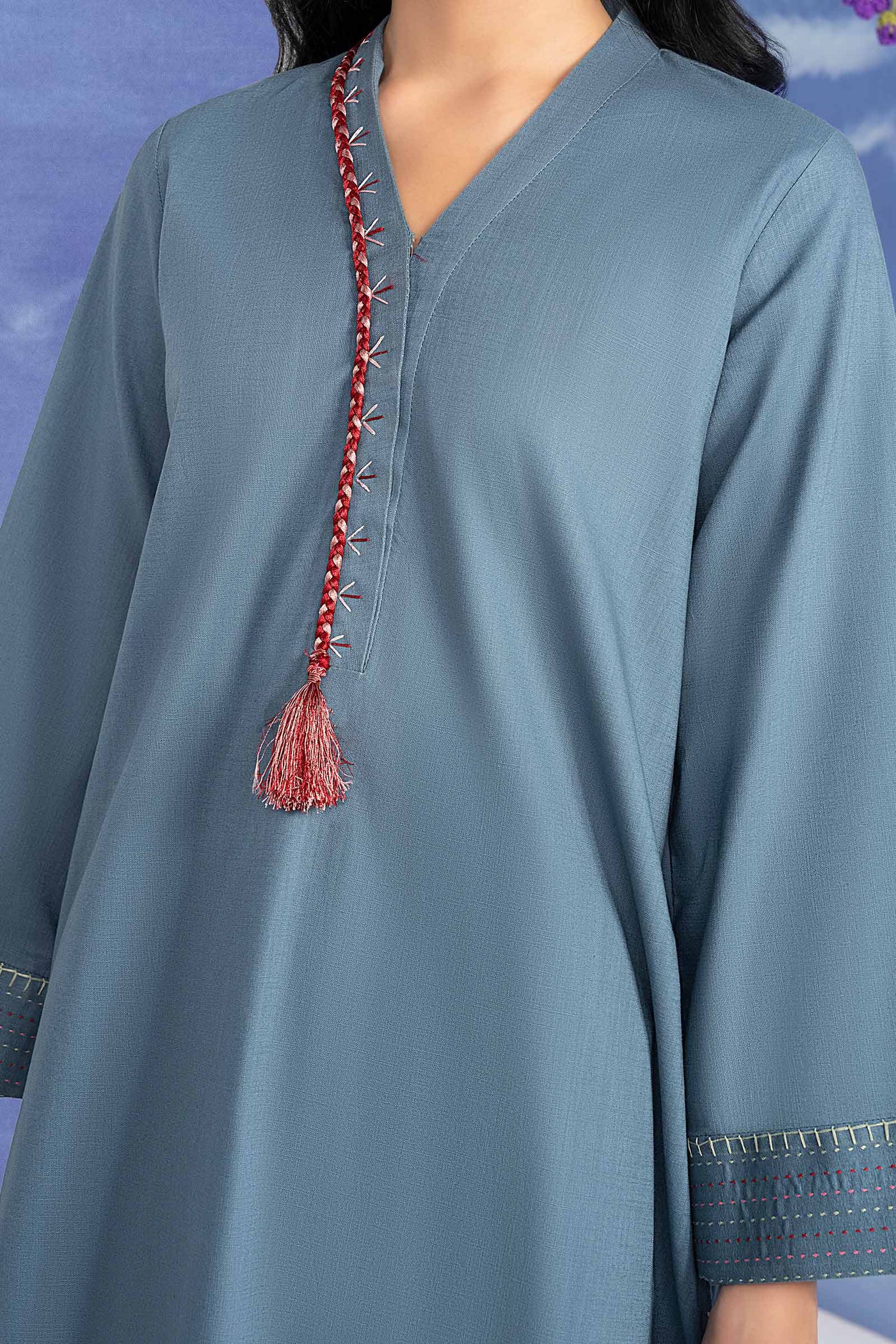 2 Pc Embroidered Crosshatch Suit