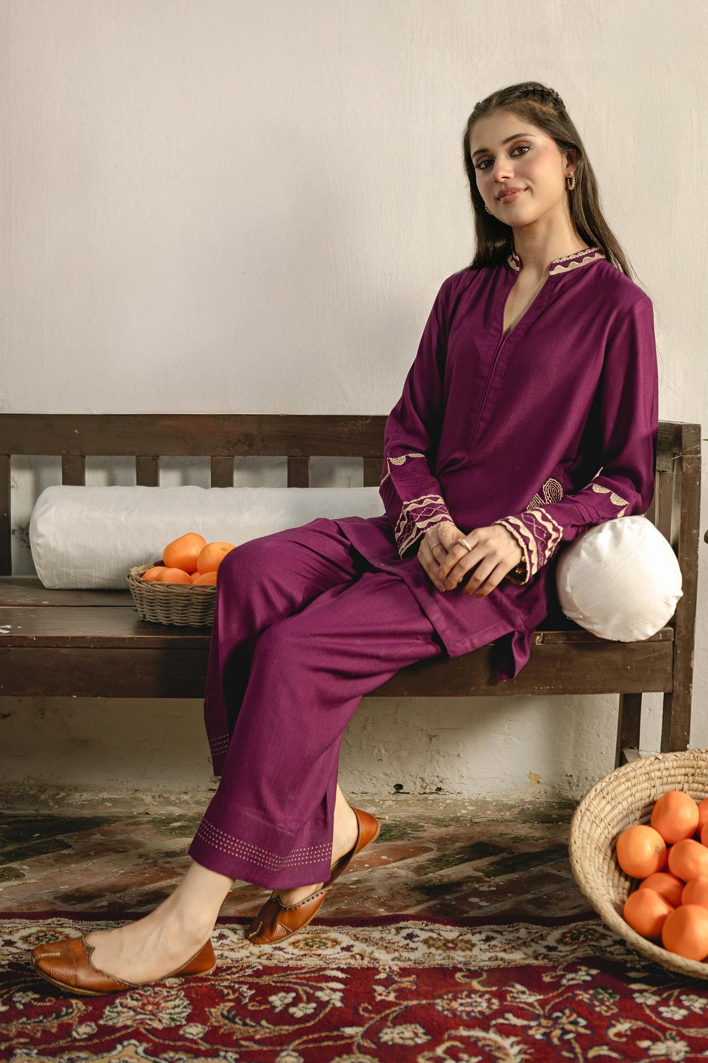 2 Pc Embroidered Alpine Wool Suit