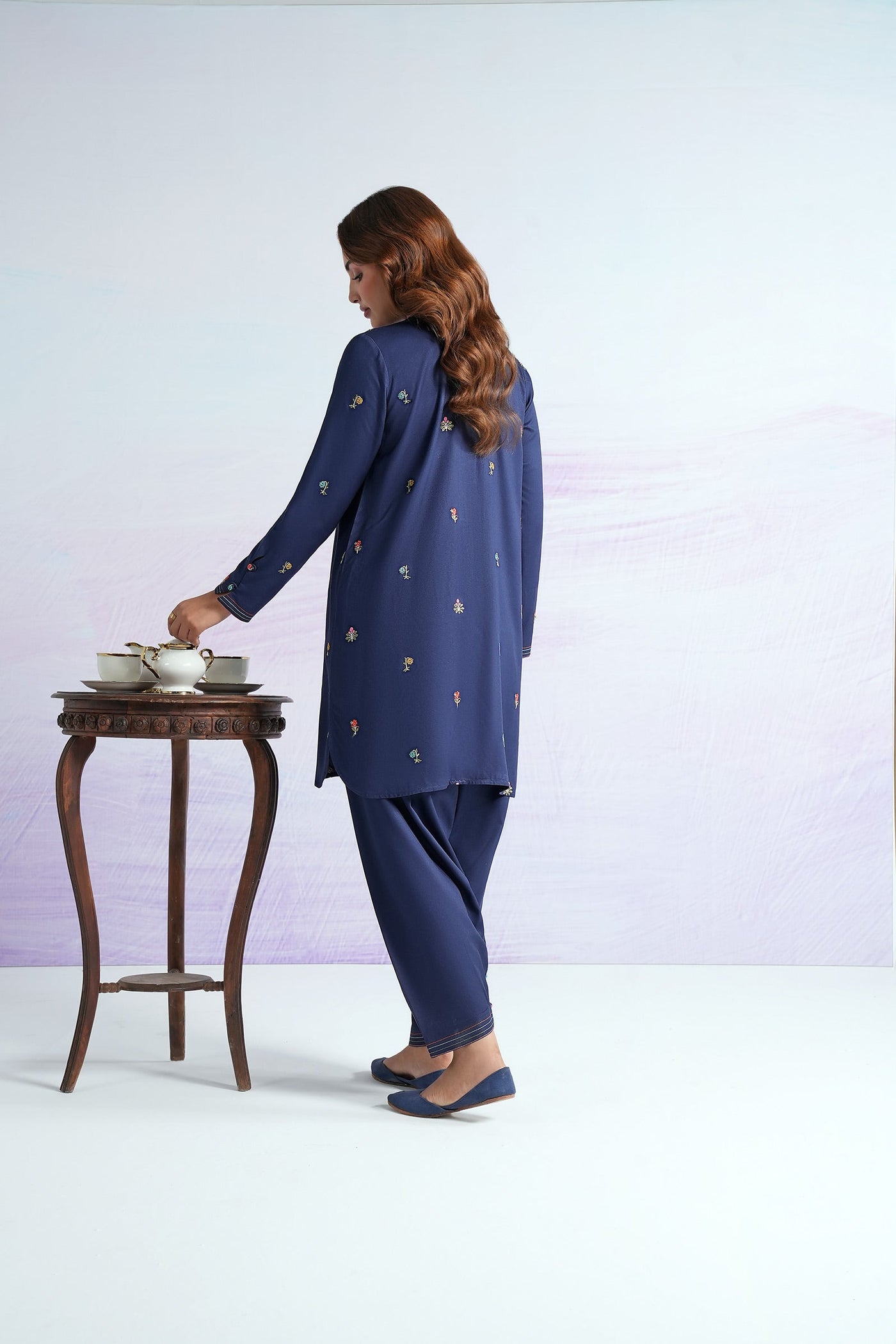2 Pc Embroidered Twill Suit