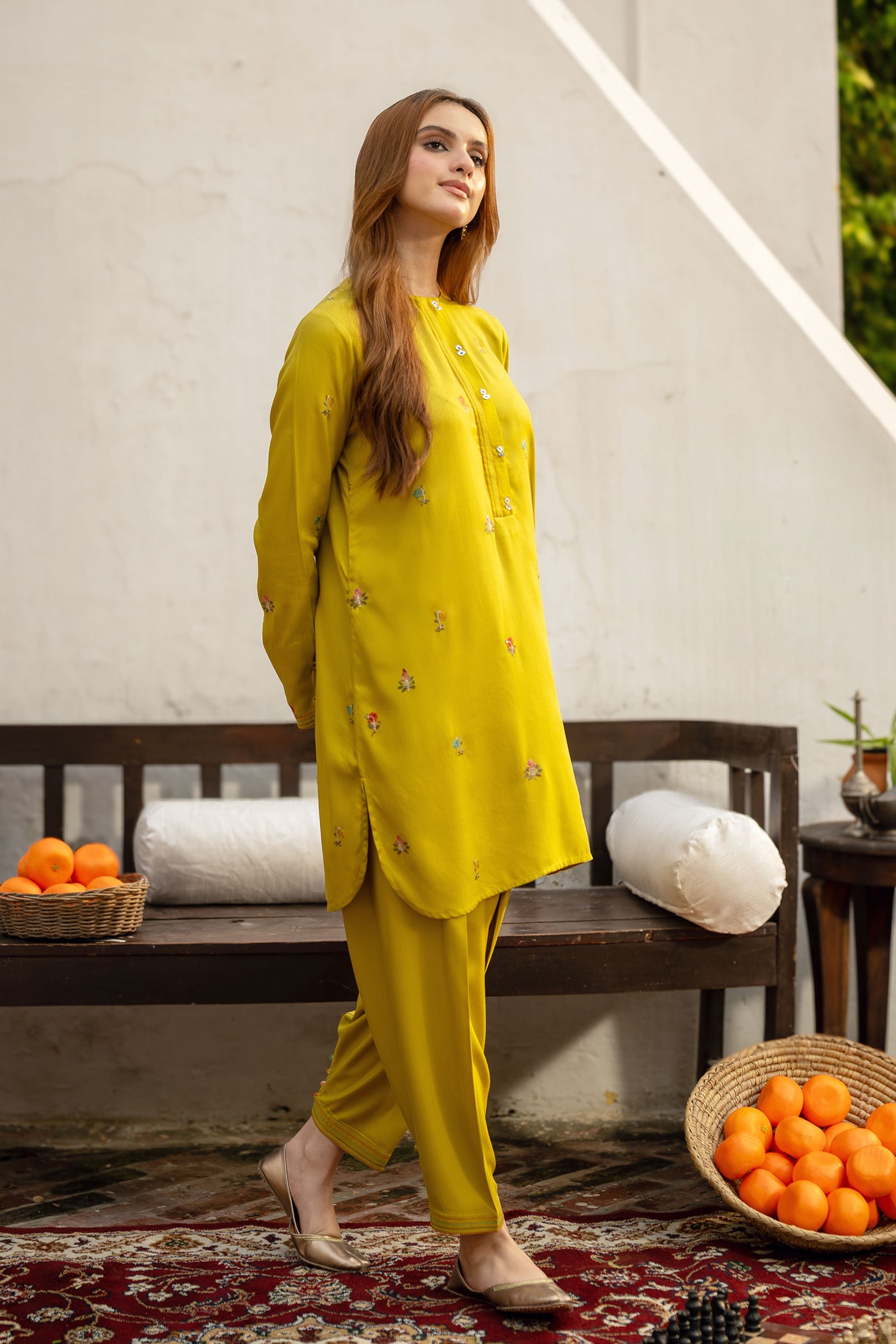 2 Pc Embroidered Twill Suit