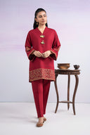 2 Pc Embroidered Slub Khaddar Suit