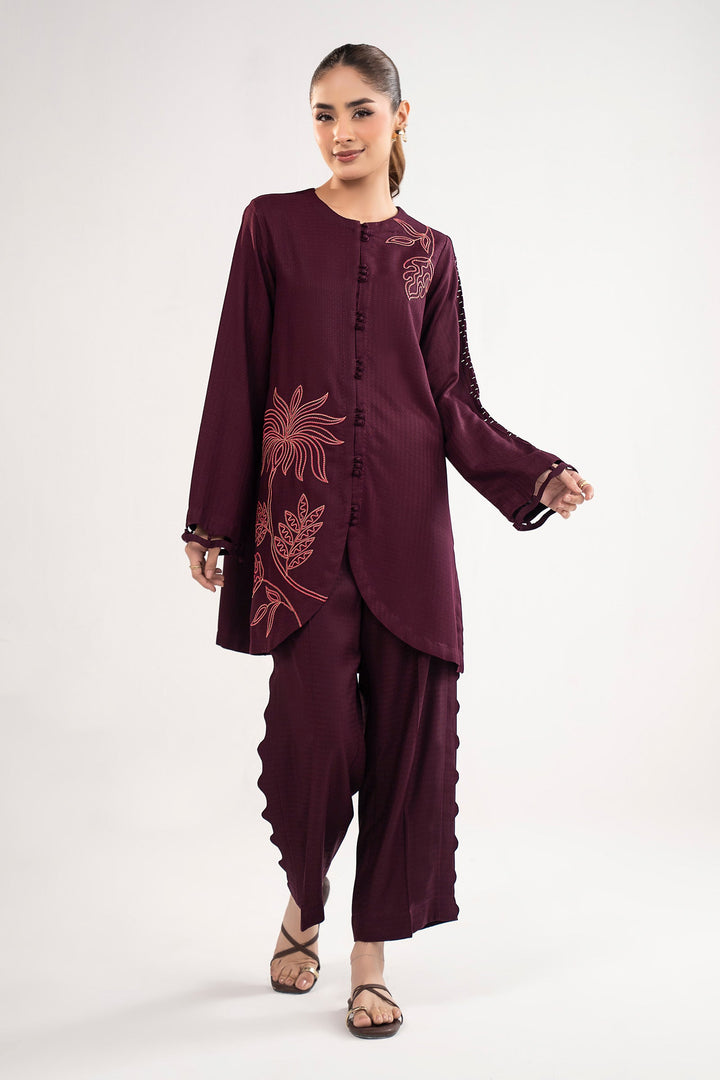 2 Pc Embroidered Dobby Viscose Suit Casuals MBWC096-ESM-PRP