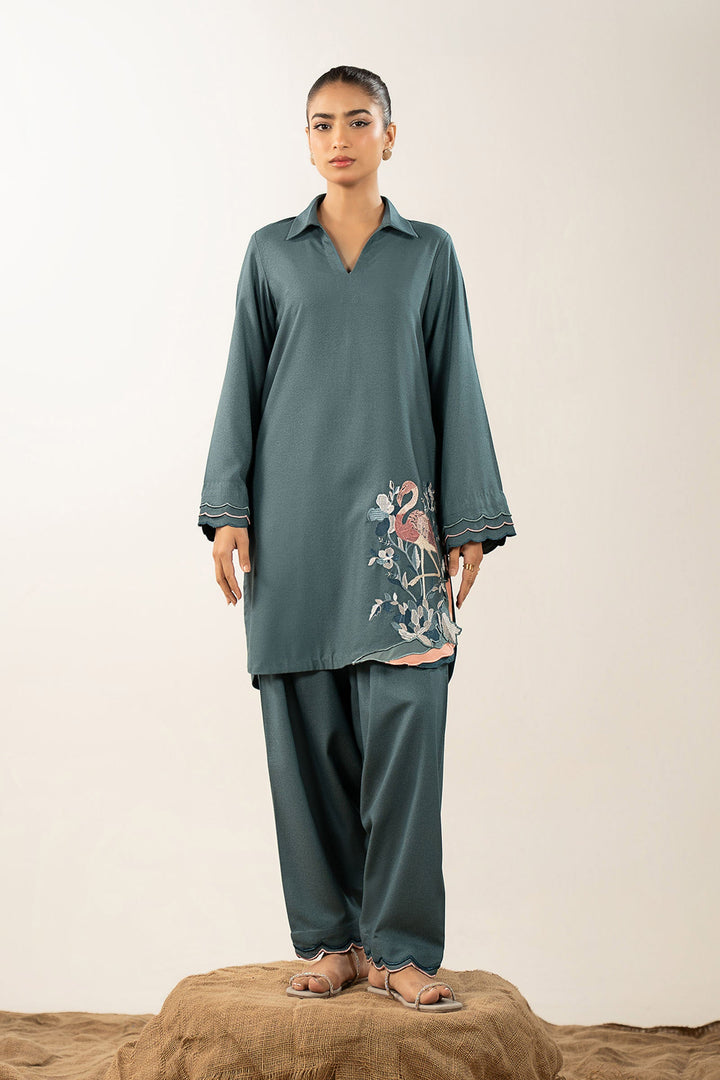 2 Pc Embroidered Silk Karandi Suit Casuals MBWC098-ESM-TBU