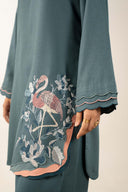 2 Pc Embroidered Silk Karandi Suit