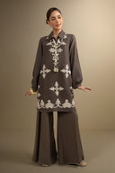 2 Pc Embroidered Cotton Dobby Suit