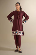 2 Pc Embroidered Rib Karandi Suit