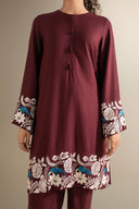 2 Pc Embroidered Rib Karandi Suit