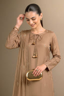 3 Pc Embellished Silk Suit