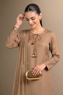 3 Pc Embellished Silk Suit