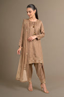 3 Pc Embellished Silk Suit