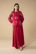 2 Pc Embroidered Raw Silk Suit