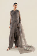 3 Pc Embellished Raw Silk Suit
