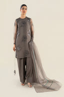 3 Pc Embellished Raw Silk Suit