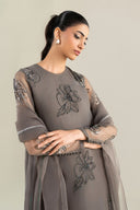 3 Pc Embellished Raw Silk Suit