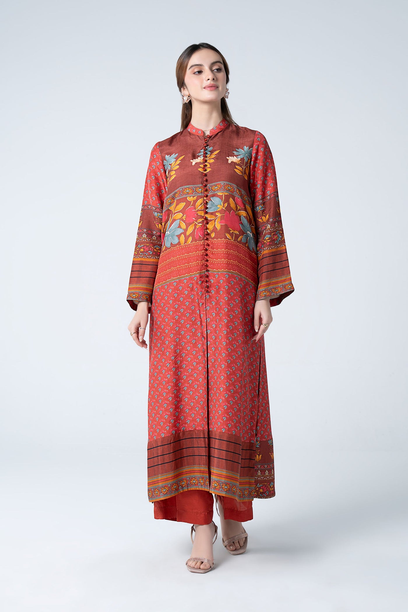 2 Pc Embroidered Raw Silk Suit