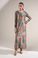 2 Pc Printed Velvet Suit