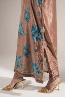 2 Pc Printed Velvet Suit