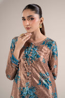 2 Pc Printed Velvet Suit