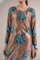 2 Pc Printed Velvet Suit