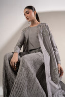 3 Pc Embellished Raw Silk Suit