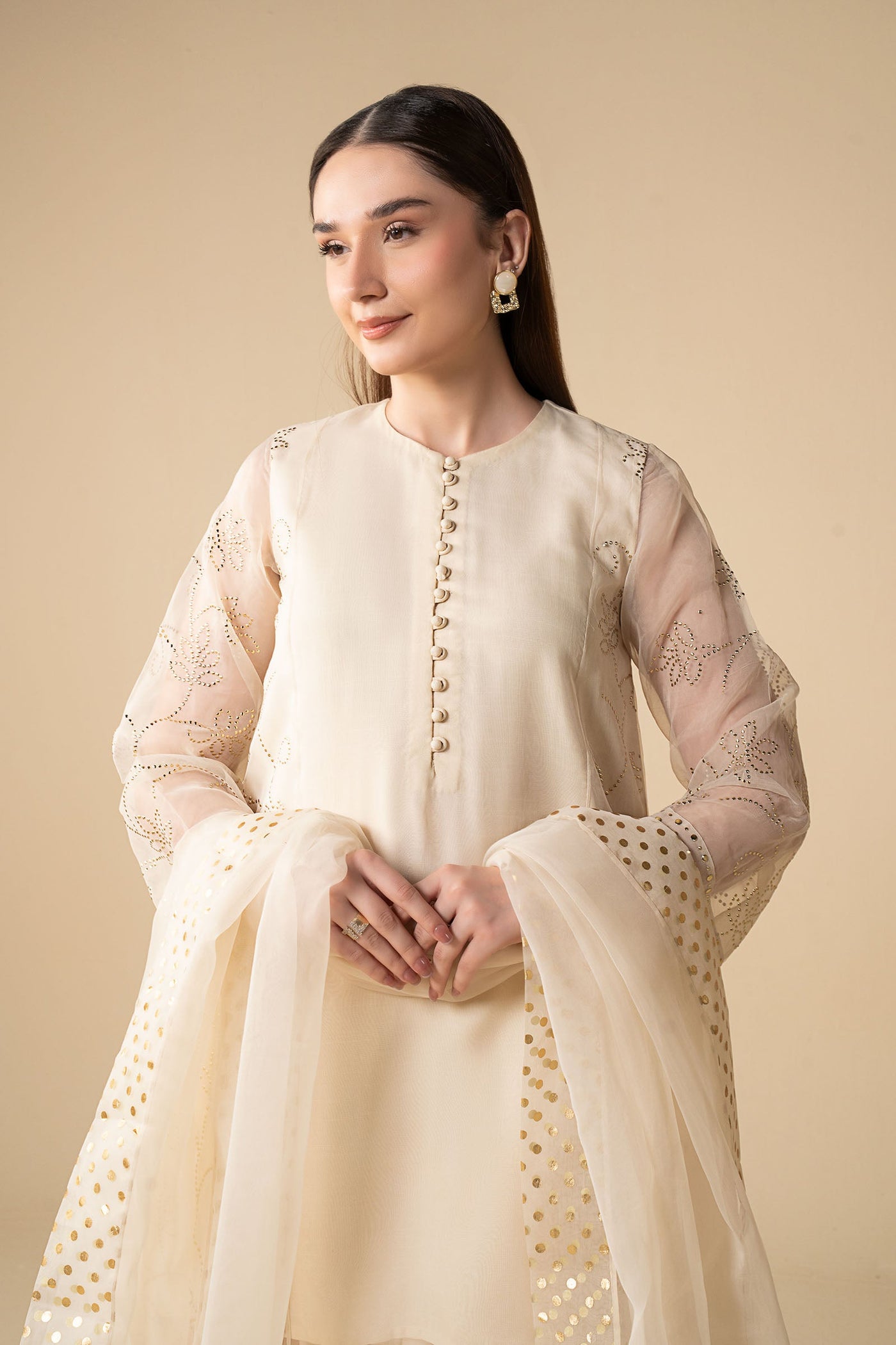 3 Pc Embellished Organza Suit