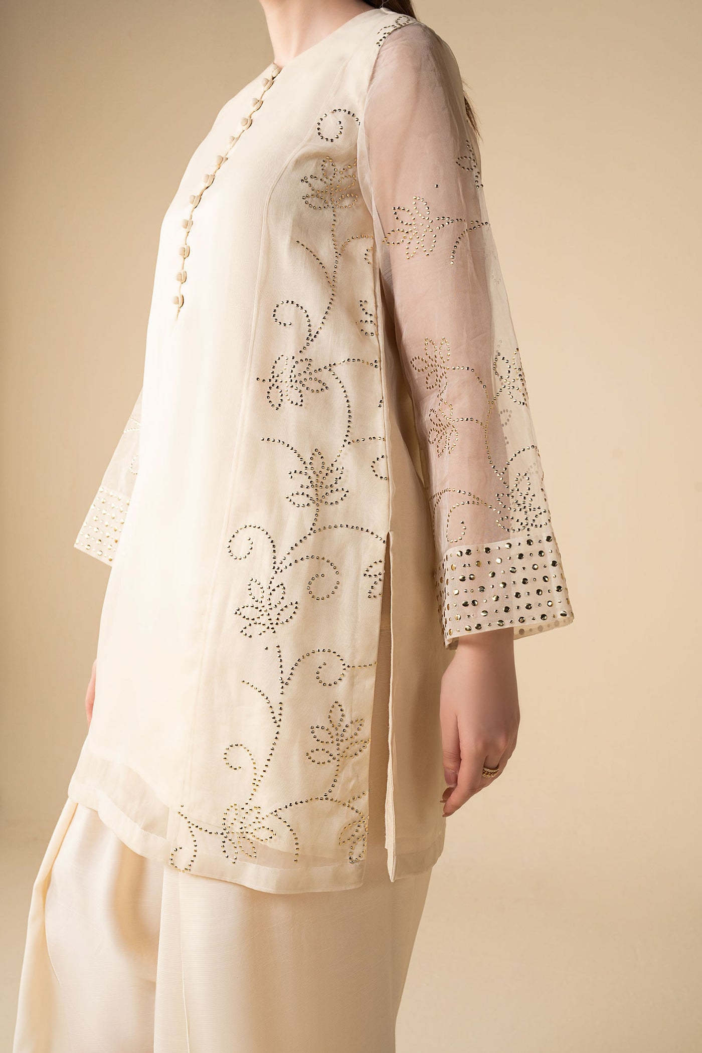 3 Pc Embellished Organza Suit