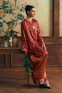 2 Pc Printed Poly Satin Silk Suit