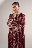 2 Pc Embellished Satin Silk Suit
