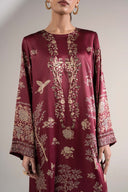 2 Pc Embellished Satin Silk Suit