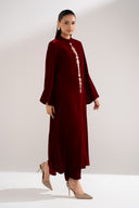 2 Pc Embroidered Velvet Suit