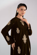 2 Pc Embroidered Velvet Suit